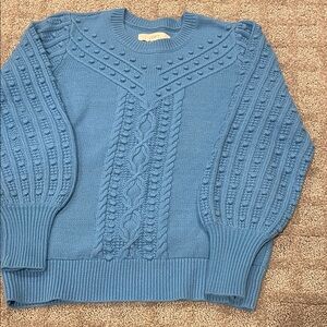 LOFT light blue cotton cable knit sweater, size small, very soft